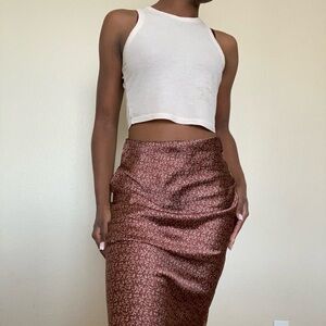 Floral Brown Midi Skirt